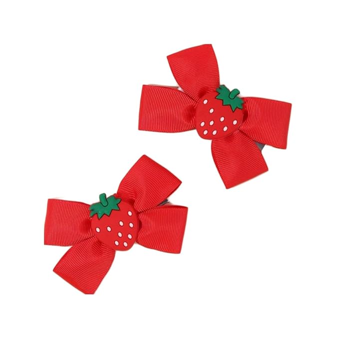 Strawberry Snap Clips Baby Girls Fruit Hair Bow Clips Strawberry Hair Ring Tie BBW24 (Set-C)
