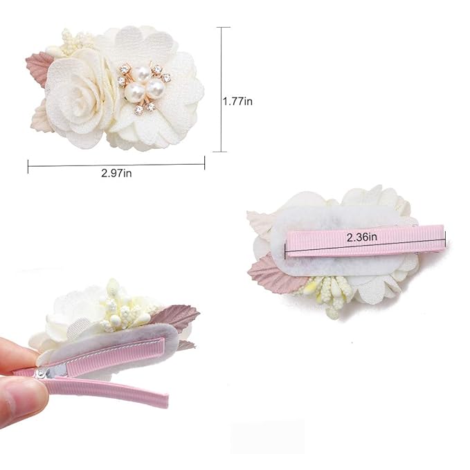 Flower Hair Clips Set-Cherrboll 3pcs Floral Hair Bow Accessories for Baby Girl Toddles Teen Gifts