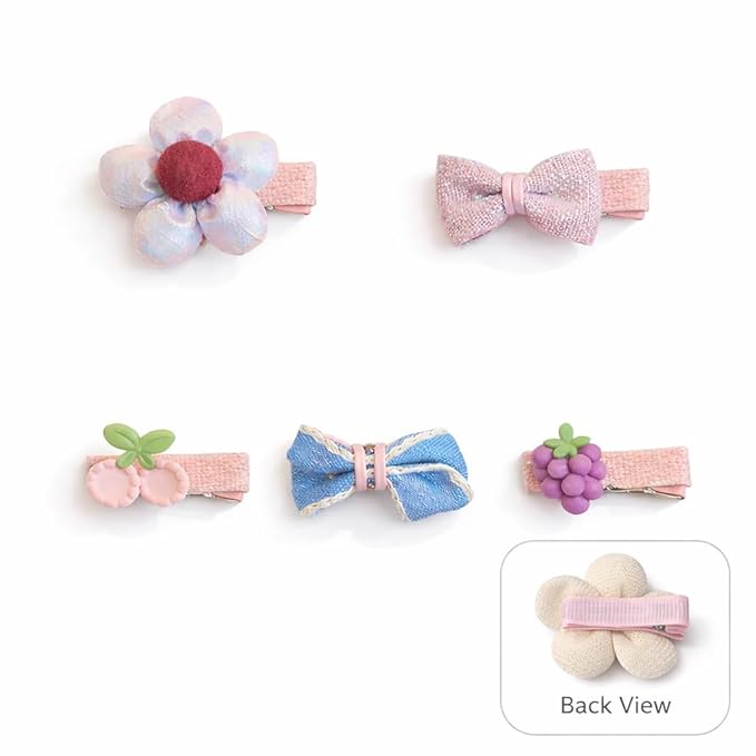Baby Girl Hair Clips Non Slip for Thin to Thick Hair - No Damage Soft Barrettes for Newborn Infant Toddler - Cute Cartoon Hair Accessories Set (Purple)