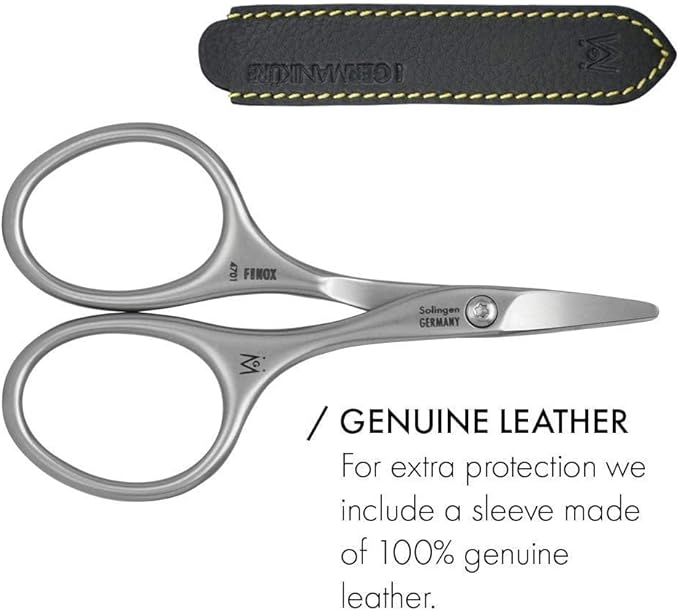 GERMANIKURE Rounded Safety Nail Scissors - FINOX Surgical Stainless Steel baby scissors and Manicure Tools in Leather Case - Self Grooming Scissors for nails Ethically Made in Solingen Germany NO CASE