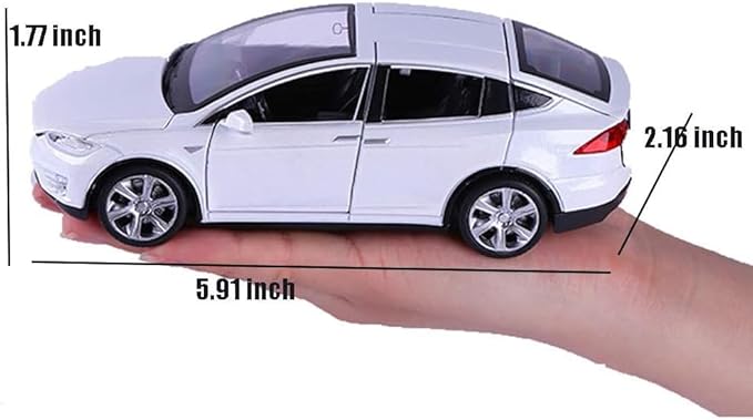 1/32 Model x Metal Die Casting Toy Car for 3 to 12 Year Old Boy Pull Back Car Toy with Sound and Lights (White)
