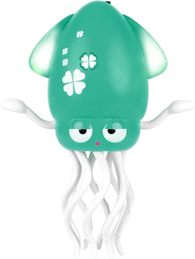 Magic Dancing Octopus Toy, Squid Crawling Toy with LED Light & Music, USB Rechargeable Interactive Baby Toys, Tummy Time Toys for Toddler Boys Girls Birthday (Green)