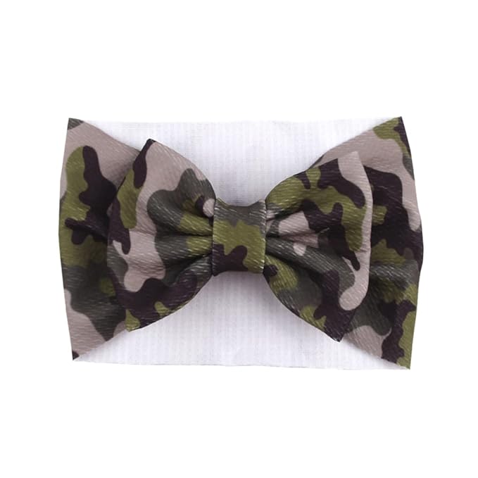 BBTDIN Baby Girls Camo Turban Headband Baby Camouflage Bowknot Baby Camo Hair Bow Headwear BBG81 (A1-Turban)