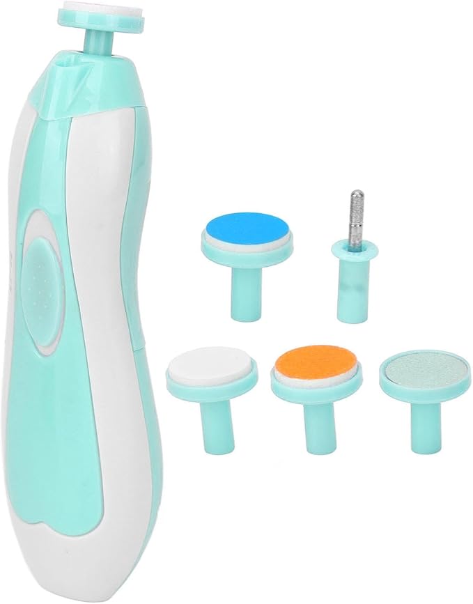 Baby Infs Nail File, Baby Electric Nail Grinder Baby Nail File Kit Portable Infs Nail File with 6 Grinding Head Low Noise Manicure Care (Skyblue)