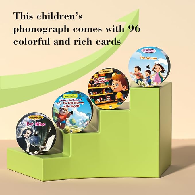 2026 New Kids Phonograph with 99 Cards – Toddler Record Player, Kids Storytelling Machine, Music Player for 3+ Years Old, Educational Phonograph for Boys and Girls (Blue)