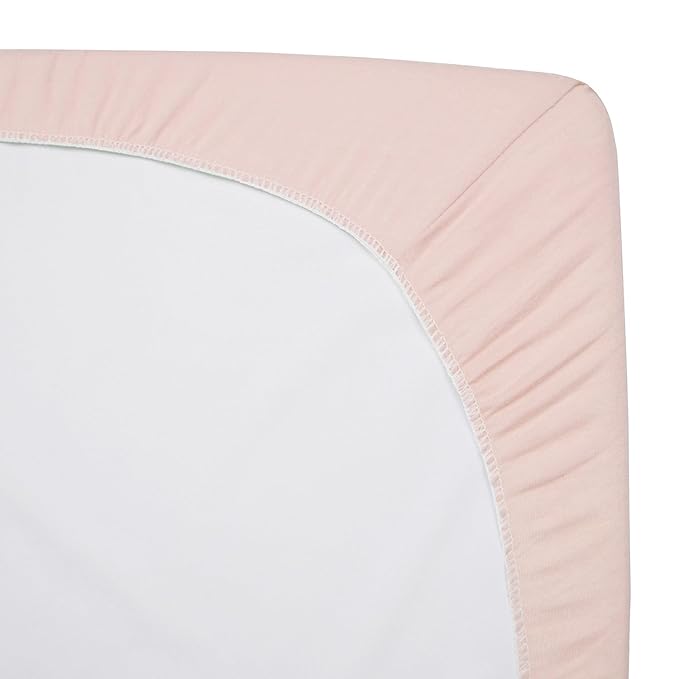 American Baby Company 3 Pack 100% Natural Cotton Fitted Pack and Play Sheets 39" x 27" - Soft & Breathable Pack N Play Sheets for Playard & Mini Crib Mattress, Pink Star/Zigzag, for Boys & Girls