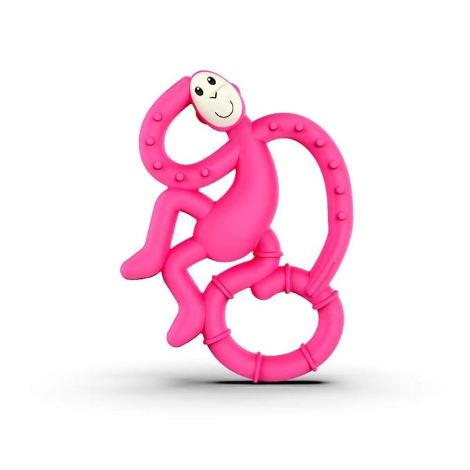 Matchstick Monkey Silicone Mini Teether & Gel Applicator – Silicone Baby Teether, Easy-to-Grip, BPA-Free, Supports Self-Soothing & Early Brushing, 3 Months+, 4 Inches, Pink