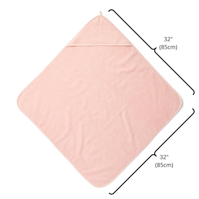 Hooded Baby Towel - 100% Organic Cotton Baby Bath Towels – Baby Towels, Baby Bath Towels for Baby Girl, 32" x 32" Super-Soft and Absorbent Baby Towels for Newborn (Blush)
