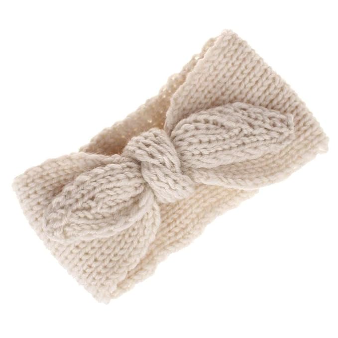 Turban Headband Baby Girl - Warm Rabbit Knot Hair Band Wrap Newborn Toddler Children 2Pcs (Beige+Black, One Size)