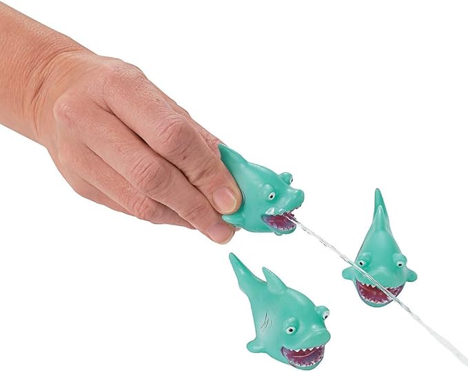 Fun Express Mini Shark Squirt Toys 12 Pack - Water Guns for Kids Bath Toys & Pool Toys Set - Party Favors for Kids Birthday Goodie Bag Stuffers | Beach Toys Summer Water Toys for Bulk Gifts