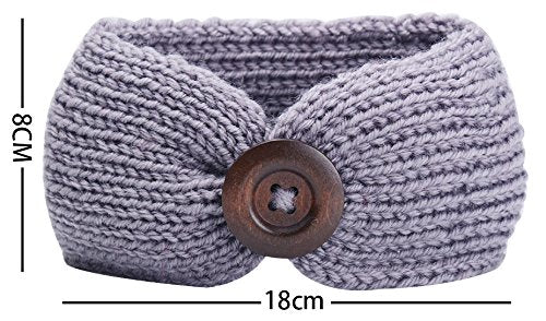 QandSweet Baby Turban Head Wrap Headbands Girl Knitting Button Hairbands
