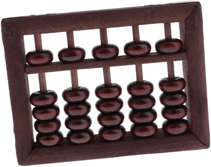 5 Column Chinese Wooden Bead Arithmetic Abacus with Box for