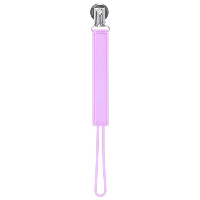 Three Little Tots All Silicone Modern, Short and Safety Tested Pacifier Clip (Lavender, Classic)