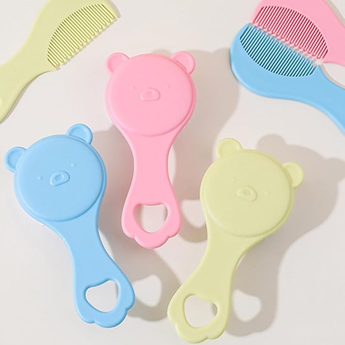 Infant Comb Set with Hairbrush for Delicate Skin Feature Lovely Bear Pattern New Parents Essential Hair Care