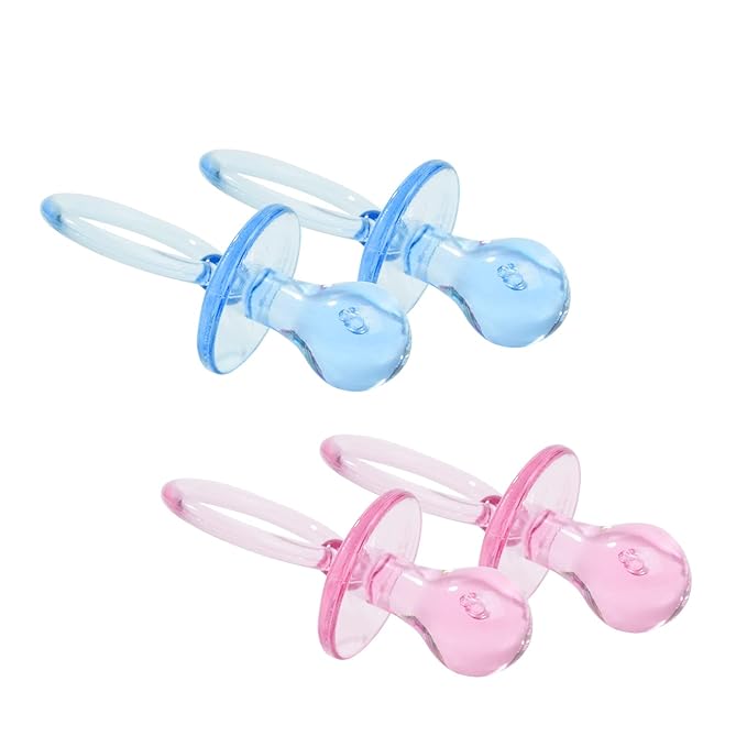 50 Pieces 2.75 Inch Baby Pacifier Baby Shower Plastic Pacifier for Baby Shower Pacifier, Baby Shower Gender Show Party Decoration DIY Baby Shower Birthday Party Gift (Pink and Blue)