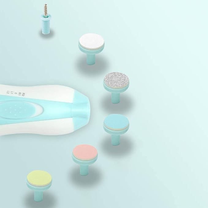 6 in 1Baby Nail Trimmer Electric, Electric Baby Nail Trimmer Baby Nail File Infant Nail Clippers with 1 Infant Nail Trimmer 8 Trimmer Head for Newborn Infant Toddler or Adult