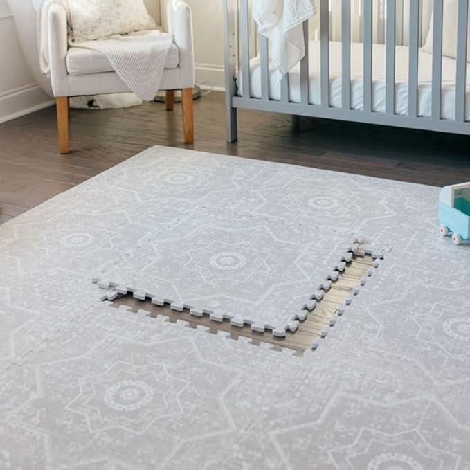 Little Landings Baby Play Mat for Floor - Layla (6x8ft) - Premium EVA Foam Play Mat for Babies & Toddlers (Ages 0-5+) - Non-Toxic Playmat for Tummy Time, Crawling & Playroom - Stylish & Comfortable