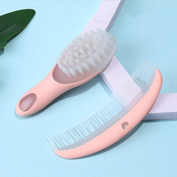Baby Hair Brush and Comb Set Massage Scalp Brush for Newborn and Toddler 1Set (Pink)