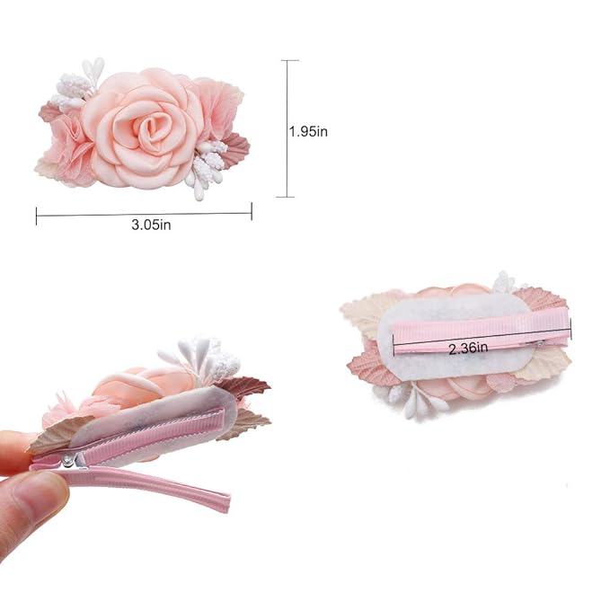 Flower Hair Clips Set-Cherrboll 3pcs Floral Hair Bow Accessories for Baby Girl Toddles Teen Gifts