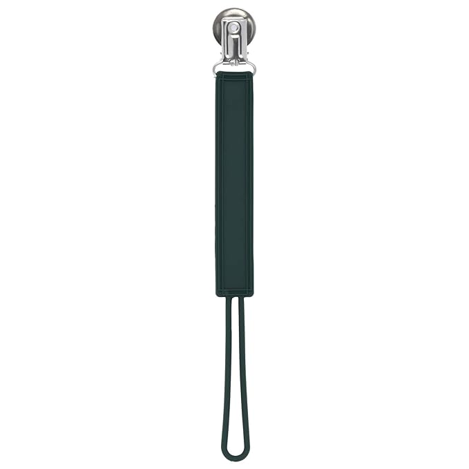 Three Little Tots All Silicone Modern, Short and Safety Tested Pacifier Clip (Hunter Green, Classic)
