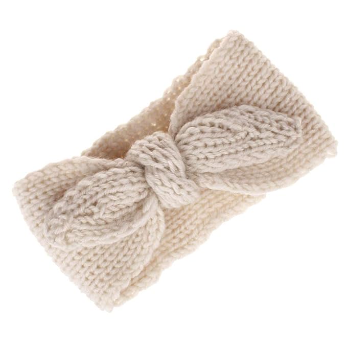 Turban Headband Baby Girl - Warm Rabbit Knot Hair Band Wrap Newborn Toddler Children 2Pcs (Brown+Beige, One Size)