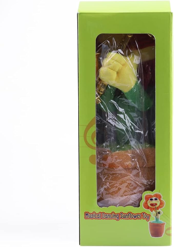 Musical Singing Dancing Repeating Talking Sunflower Soft Plush Funny Creative Saxophone Kids Toy(Yellow)
