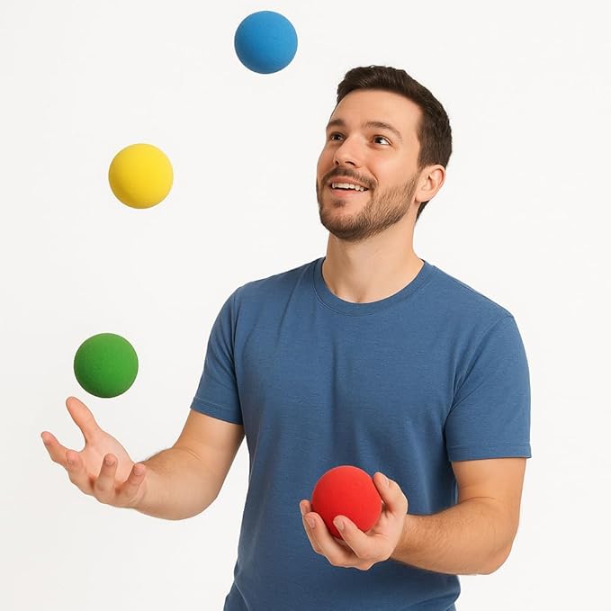 Zugar Land Soft Foam Carnival Balls (2.5") Safe Lightweight Mini Juggling Balls Vibrant Assorted Colors Orbs