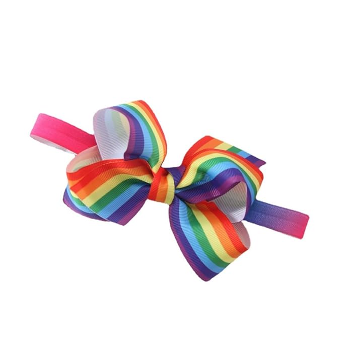 BBTDIN Baby Rainbow Headband Turban With Bow Girls Rainbow Hair Band Bowknot JBC19 (E1-Hair Band)