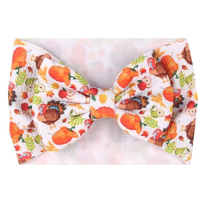 Bows for Baby Girls Headband, Newborn Bows Headbands Baby Hair Bows Hairbands Hair Accessories.(FD104) (Thanksgiving Turkey Pumpkin Headband)