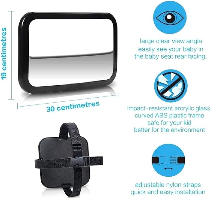 Baby Car Mirror, Safety Car Seat Mirror for Rear Facing Infant with Wide Crystal Clear View, for Newborns and Young Children, Crash Tested and Certified for Safety