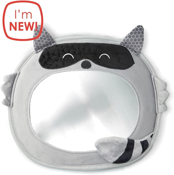 Diono Easy View Racoon Character Baby Car Mirror, Safety Car Seat Mirror for Rear Facing Infant, Fully Adjustable, Wide Crystal Clear View, Shatterproof, Crash Tested (Pack of 2)