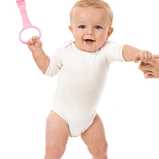 TOYANDONA Baby Pull up Rings for Playpen 4Pcs Infant Crib Hanging Rings Baby Stand up Walking Assistant Handles Easy Install Nursery Activity Toy 7.71X3.54X0.90In