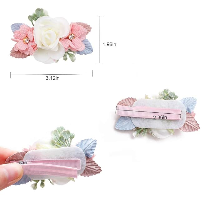 Flower Hair Clips Set-Cherrboll 3pcs Floral Hair Bow Accessories for Baby Girl Toddles Teen Gifts