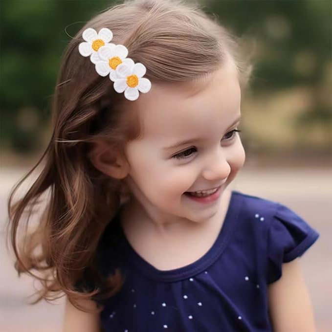 Sunflower Snap Hair Clips White Daisy Flower Hair Clips Hair Hairpin for Girls Women Kids (yellow)