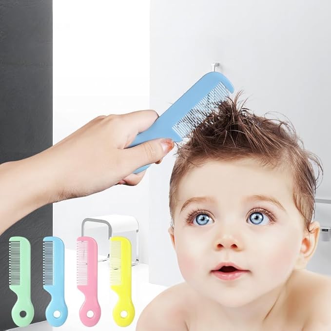 1 Pack of 4 Round Colorful Tip Bristles Baby Cute Comb Baby Grooming for Sensitive Scalp Skin, for Nursery Newborn Infant Girl Boy Kids Comb Baby,Baby Grooming and Health Kits