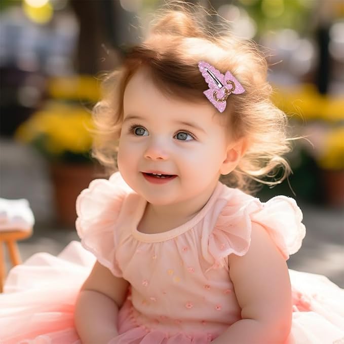 New Glitter Hair Clips For Girls and Toddlers, Hair Accessories (FJ98-1st Baby Girls Hair Bow)
