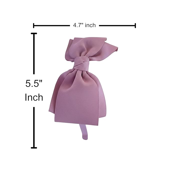 ClassExceed Dusty Pink Bow Headband for Girls 3–12 – Spring Hair Accessory, Solid Color Ribbon Kids Headband for Party & Photos