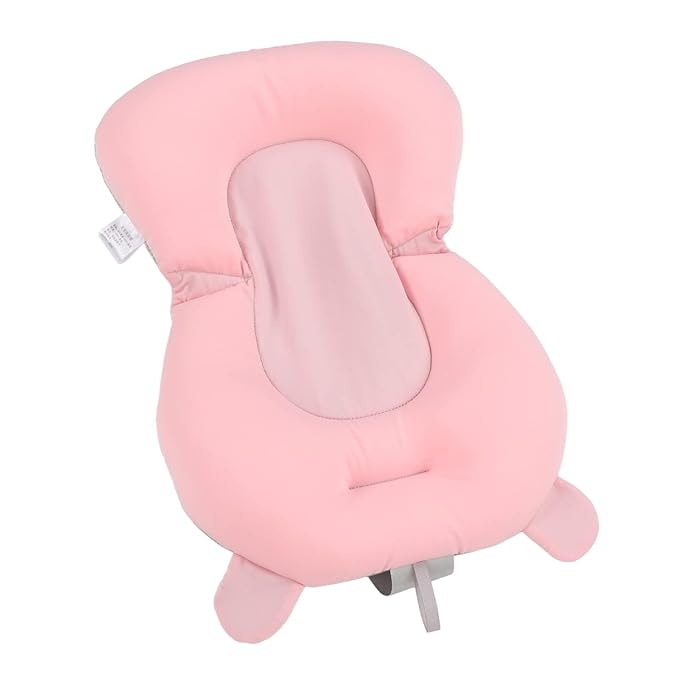 Baby Bath Seat Cushion, Floating Safe Foldable Adjustable Infant Bath Supporter for Newborn, Soft Bath Pillow Baby Bath Pillow for Bathtub (Pink Bear)