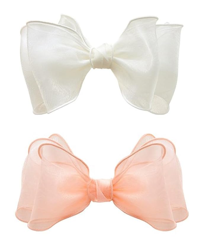 Baby Girls Lace Bow Headband Cute Chiffon Bow-Knot Toddler Hairband Elastic Soft Lace Infants Birthday Party Hair Accessories (White-1, One size)