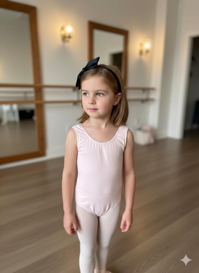 ClassExceed Black Bow Headband for Girls 3–12 – Formal & Recital Hair Bow, Solid Color Ribbon Kids Headband for Dance & Events