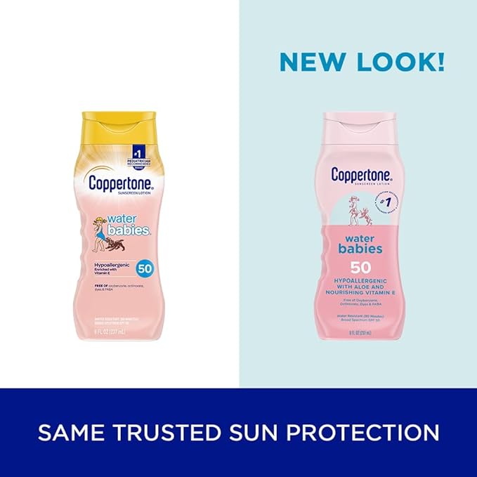 Coppertone WaterBabies Sunscreen Lotion SPF 50, 8 oz (Pack of 3)
