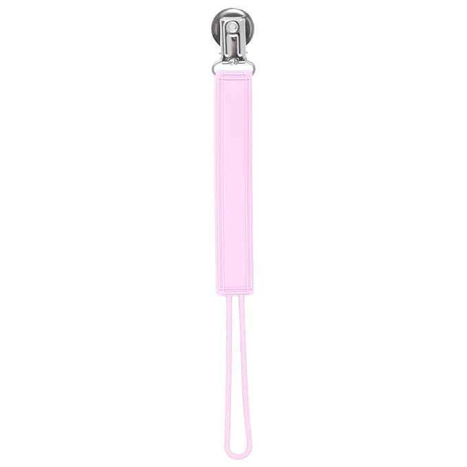 Three Little Tots All Silicone Modern, Short and Safety Tested Pacifier Clip (Pink, Classic)