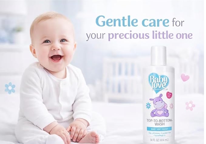Baby Love GENTLE WASH, dye, paraben free, SOFT BABY SCENT 14 FL