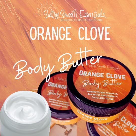 Orange Clove Body Butter - All Natural Handcrafted Ultra-Moisturizing & Luscious. No Parabens, Phtahalate Free, Vegan. 1 ct. (8 fl. oz)