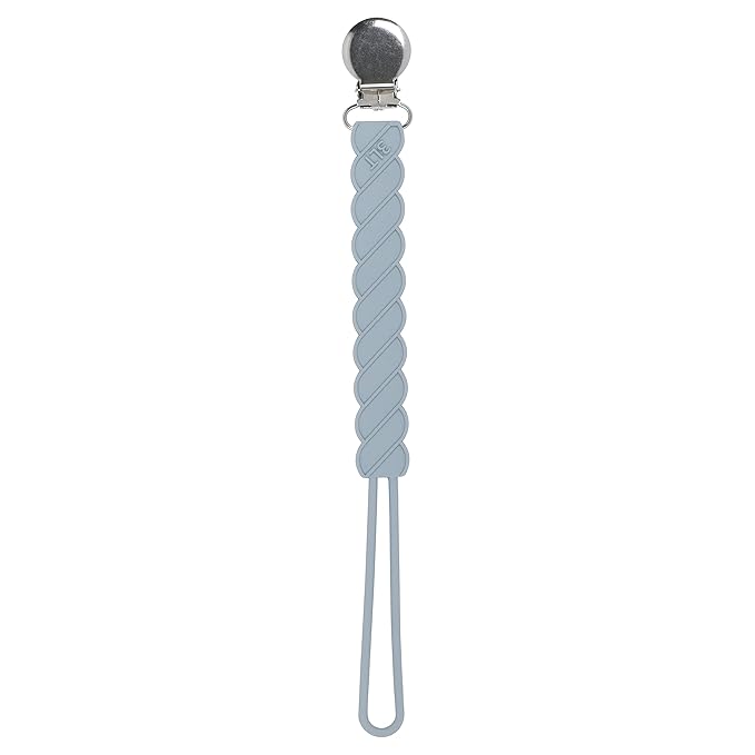 Three Little Tots All Silicone Modern, Short and Safety Tested Pacifier Clip (Glacier, Twist)
