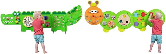 SPARK & WOW Crocodile and Caterpillar Activity Wall Panels - Ages 18m+ - Montessori Sensory Toys - Busy Boards - Toddler Room Decor