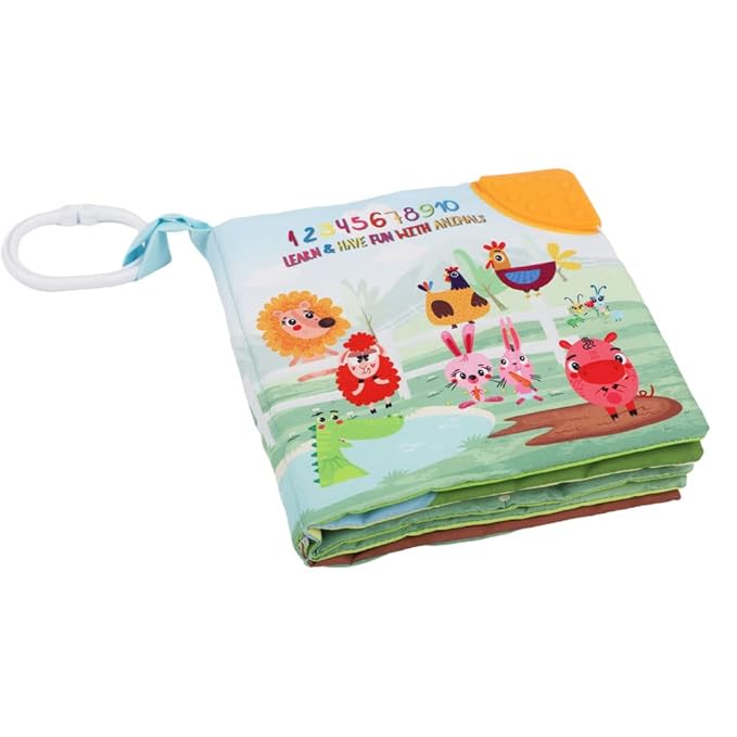 Touch and Feel Cloth Crinkle Books for Babies Infant, Baby Books Toys 0-3-6-12-18 Months, Easter Shower Baby Gift, High Contrast Toys,Teething Teether,Tummy Time Mirror Toy for Boys and Girls-Farm