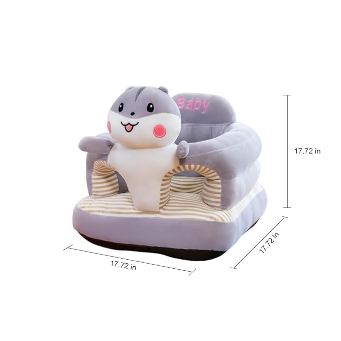 Baby Seat for 3-24 Month, Infant Back Support Floor Chair, Plush Cartoon Animals Baby Sofa, Toddler Floor Seater for Sitting Up, Portable Activity Seat for Babies (Hamster)