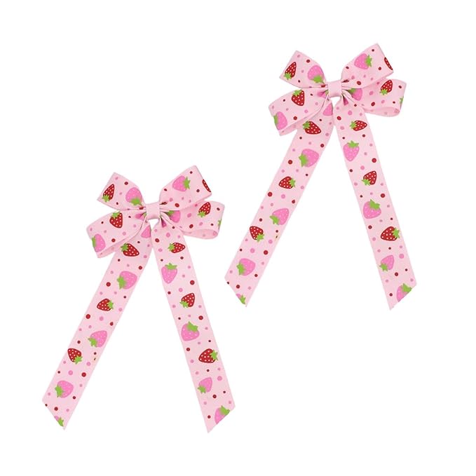 Strawberry Snap Clips Baby Girls Fruit Hair Bow Clips Strawberry Hair Ring Tie BBW24 (Set-K)