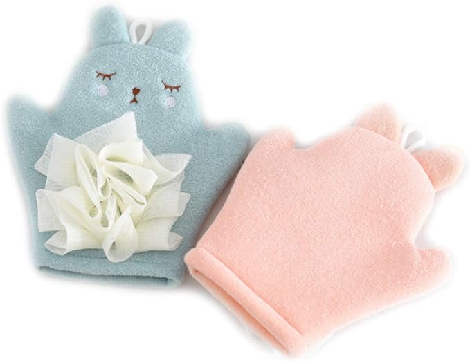 Bath Sponge for Kids Cute Animal Shower Bathing Mitt Loofah Soft Wash Sponge Body Scrub for Baby Toddler (Set of 3